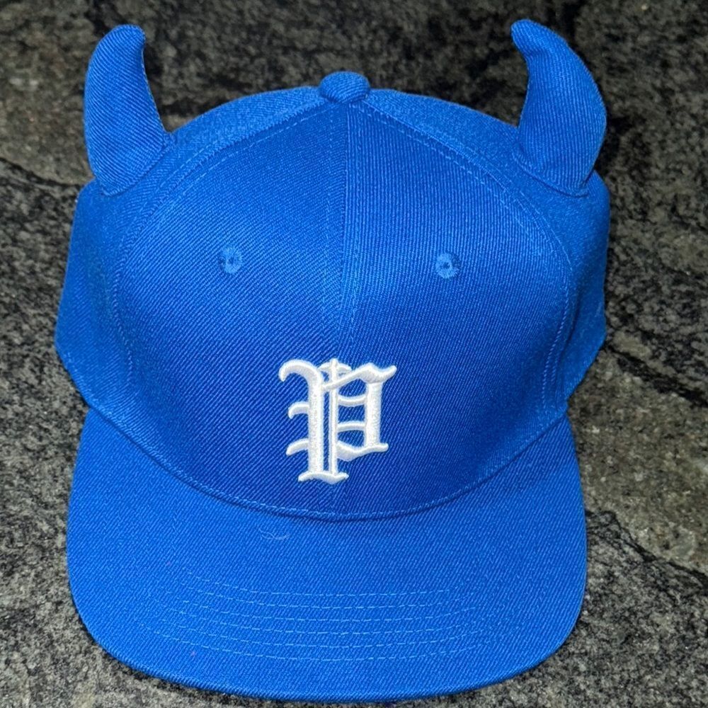Blue Devil Horns Cap with White Logo
